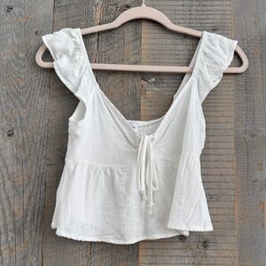 La Hearts White Ruffled Top